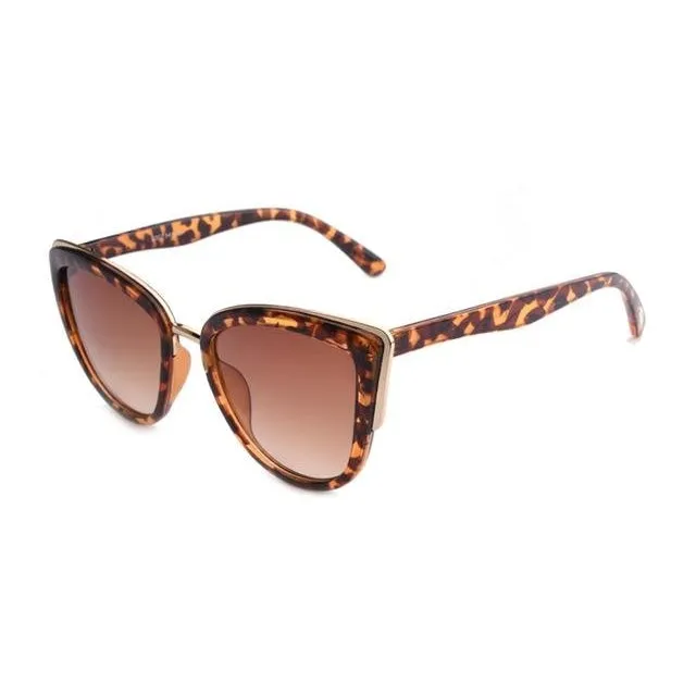 Retro Fashion Cat Eye Half Metal Frame Vintage Design Women's Sunglasses