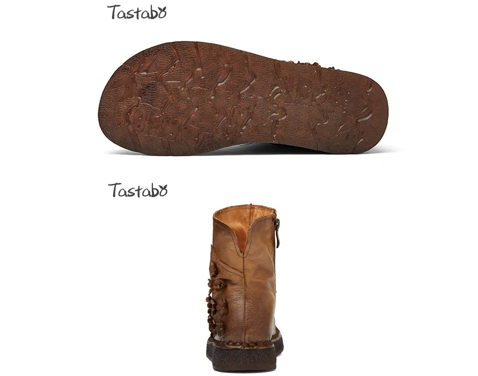 Retro Handmade Ankle Flat Boots