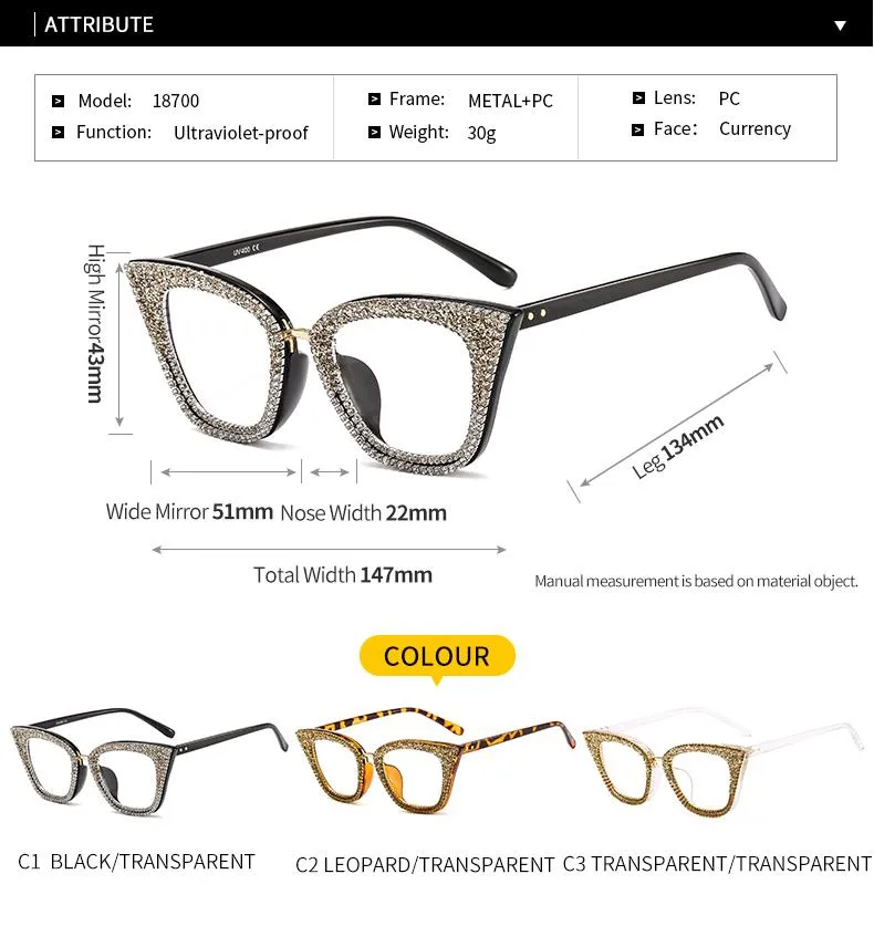Retro Vintage Designer Female Silver Gold Cat-eye Frame Plain Eye Glasses