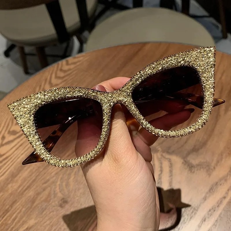 Retro Vintage Designer Female Silver Gold Cat-eye Frame Plain Eye Glasses