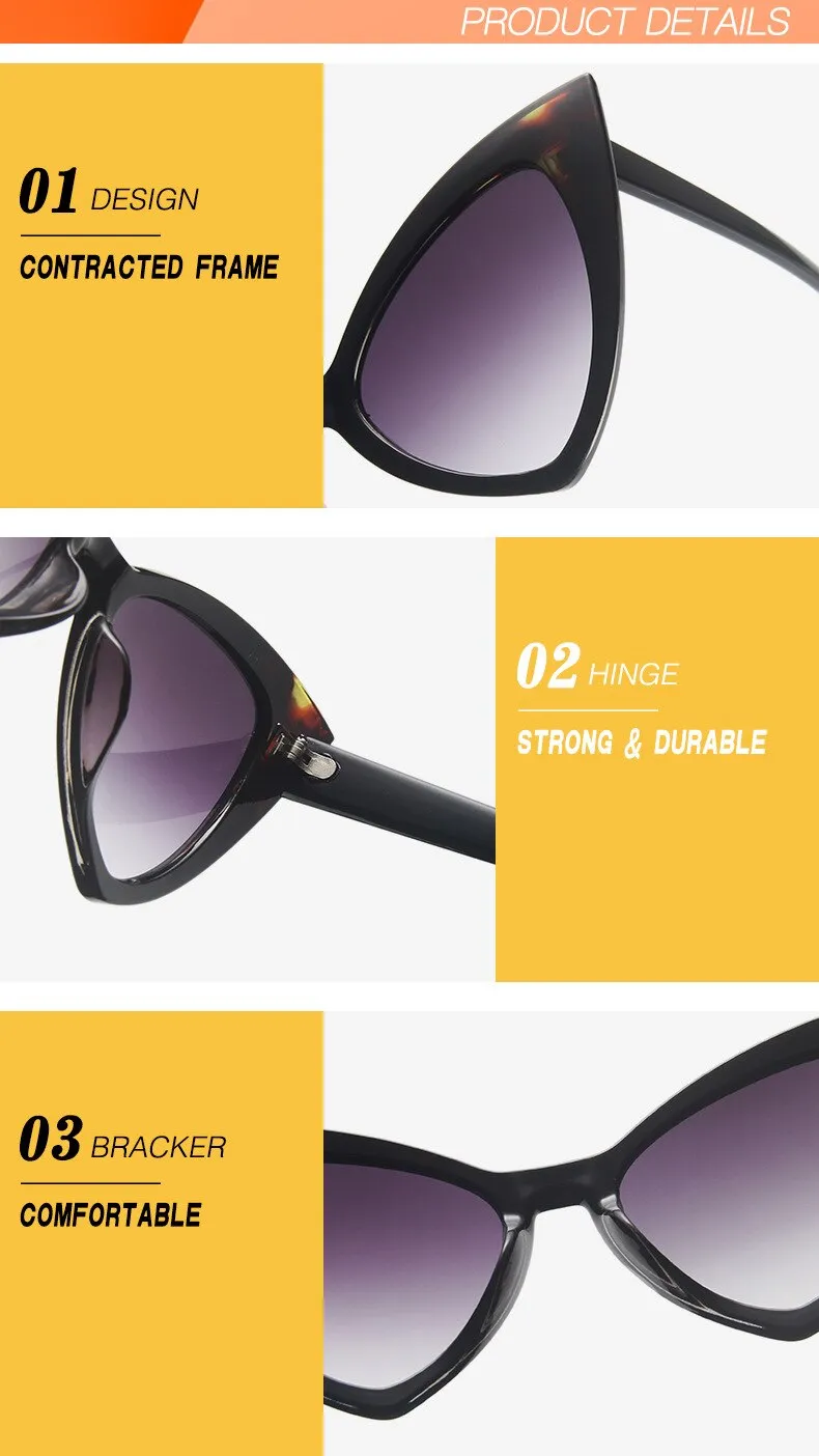 Retro Vintage Style Sexy Triangle Cat Eye Sunglasses for Women