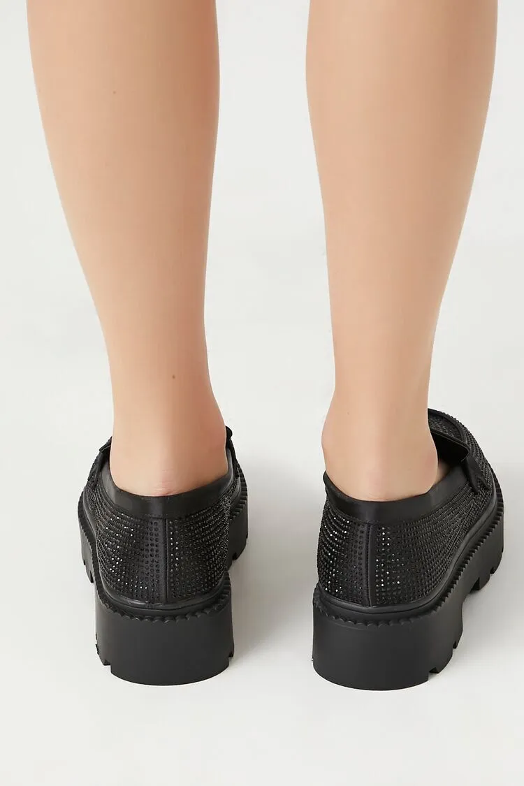 Rhinestone Lug-Sole Loafers