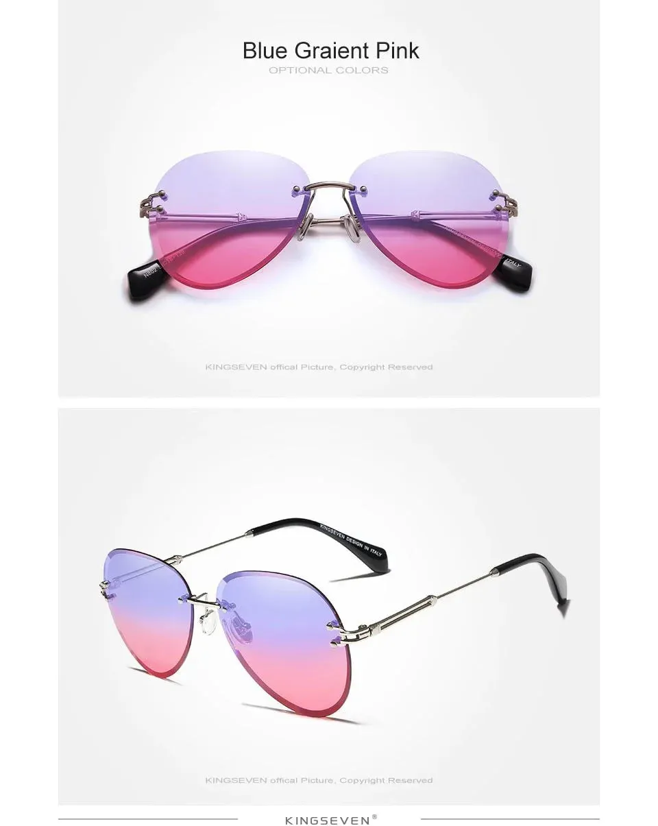 Rimless Vintage Design Sunglasses for Women with Gradient Lens
