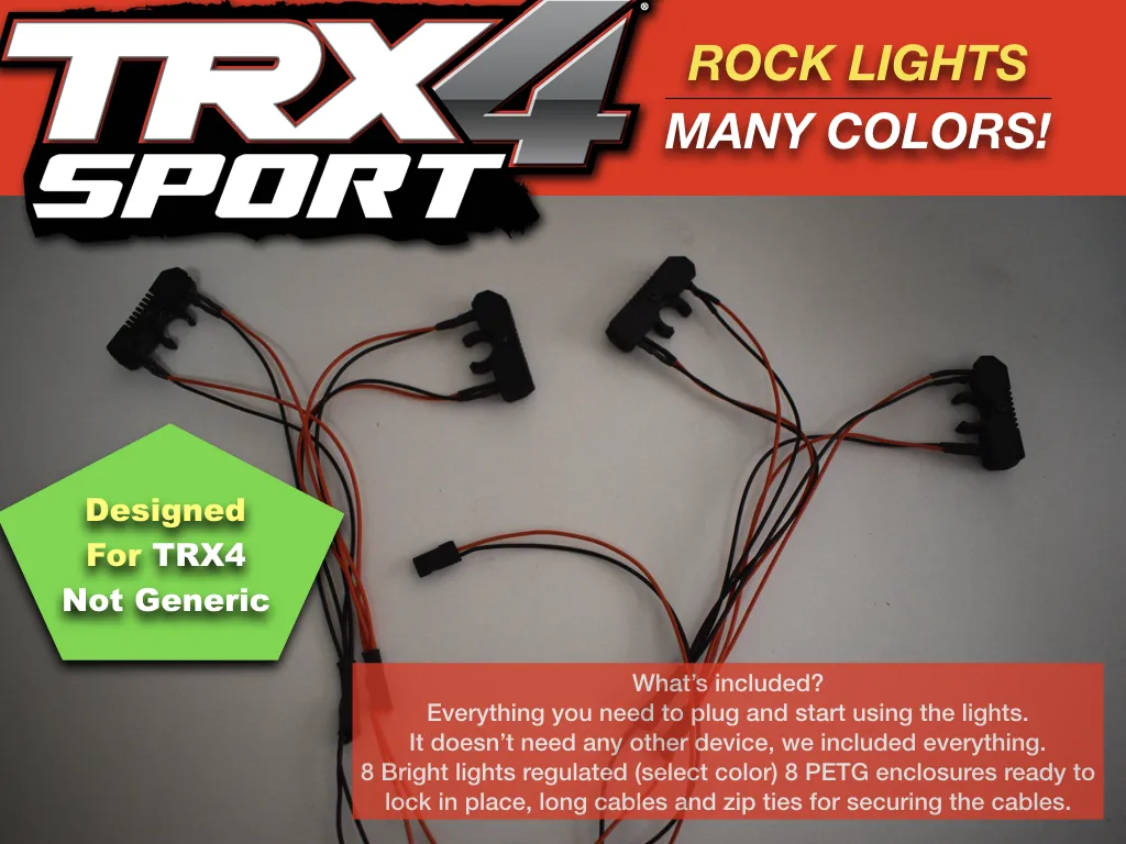 ROCK Lights Kit For TRX4 SPORT Traxxas Waterproof Full Kit by Polo Creations Rc