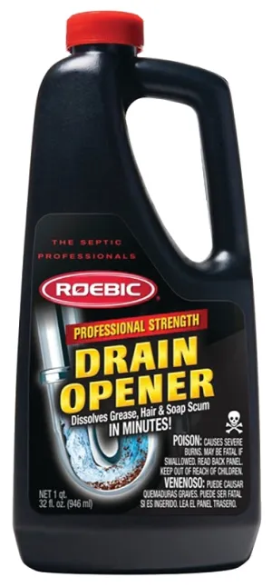 Roebic PDO Drain Opener, Liquid, Clear, Odorless, 1 qt, Bottle :EA: QUANTITY: 12
