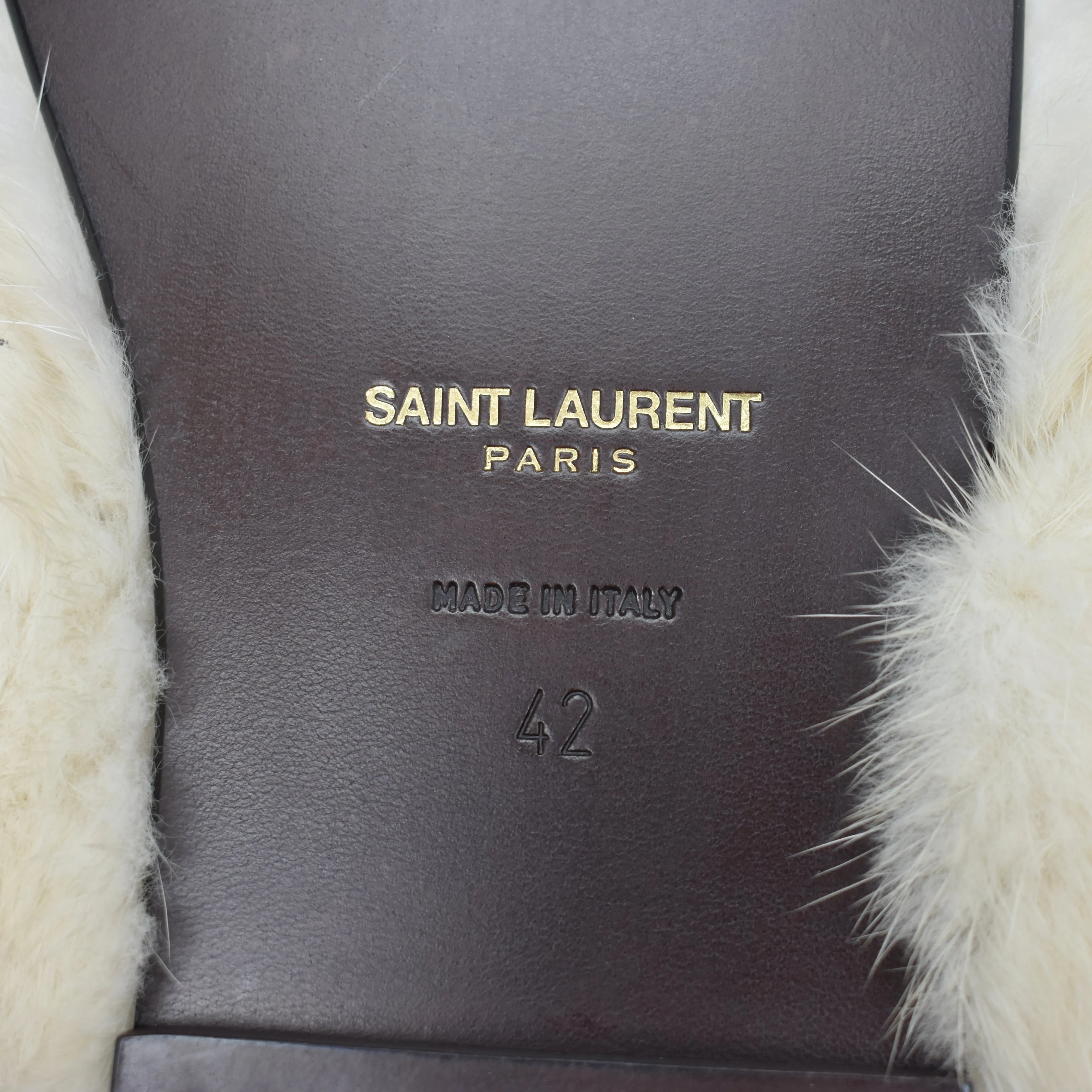 Saint Laurent - Beige Genuine Fur Pepe Flip Flops