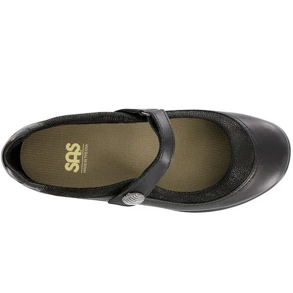 SAS Step Out in Black Leather (Women's)