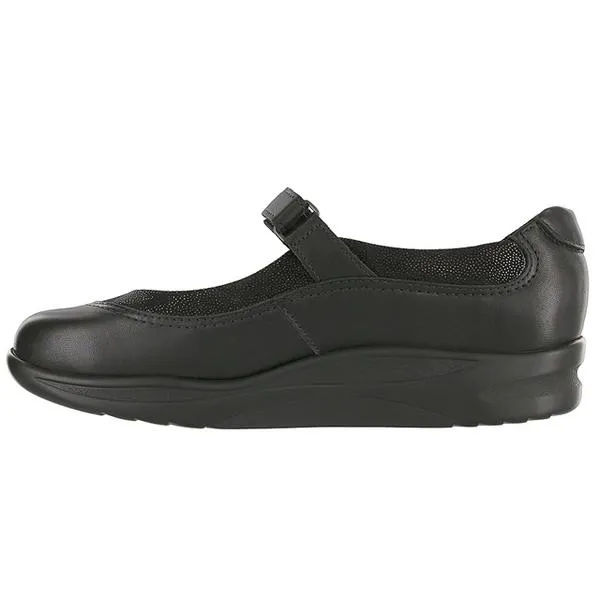SAS Step Out in Black Leather (Women's)