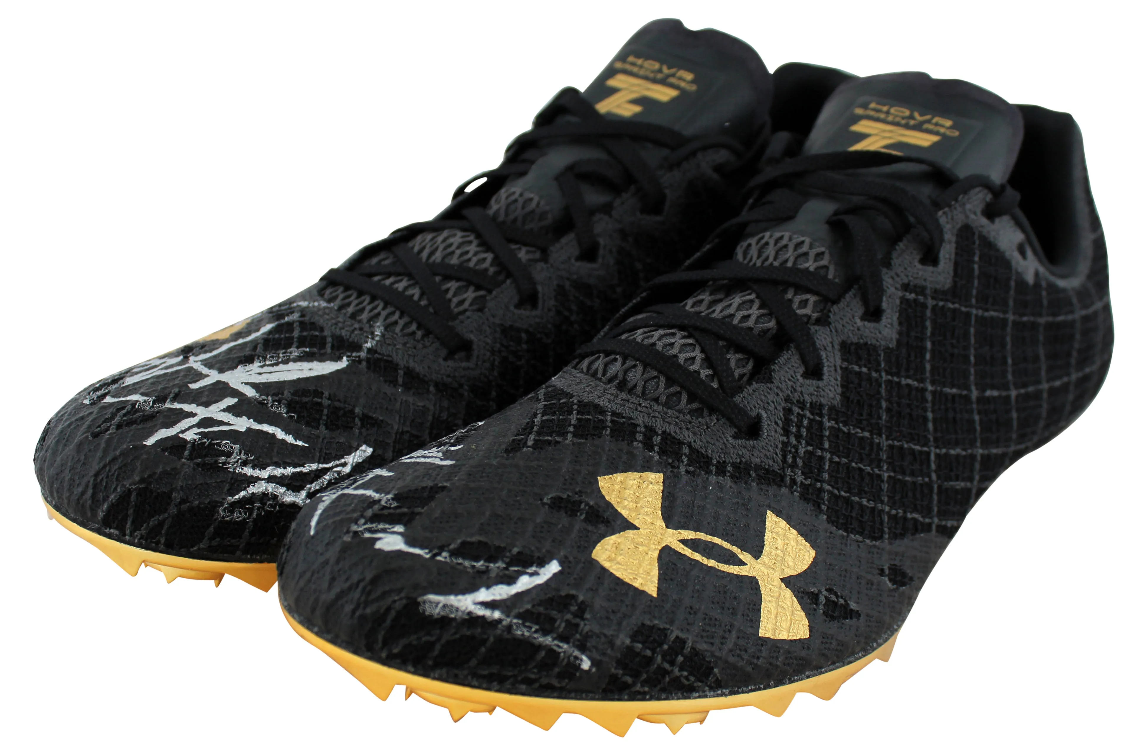 Seahawks DK Metcalf Personally Owned & Signed Under Armour Track Shoes BAS Wit