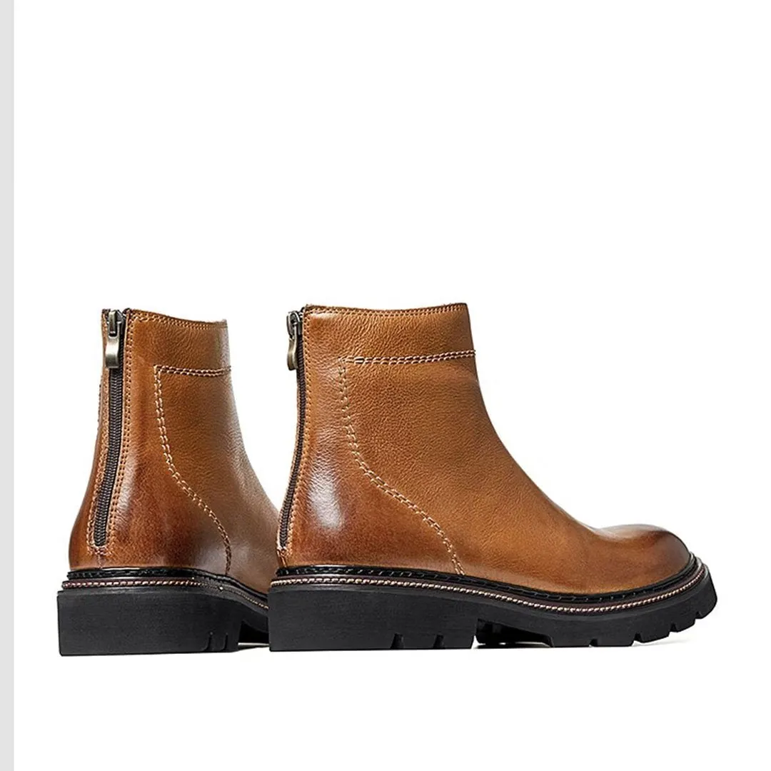 Sheepskin Chic Vintage Short Zipper Classic Martin Boots