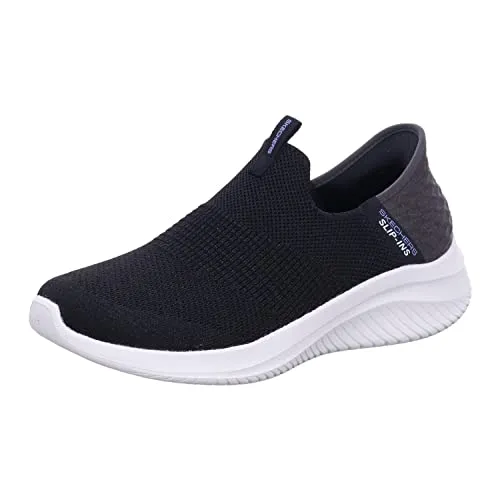 Skechers Women's Hands Free Slip Ins Ultra Flex 3.0 Smooth Step Sneaker, Black, 7.5