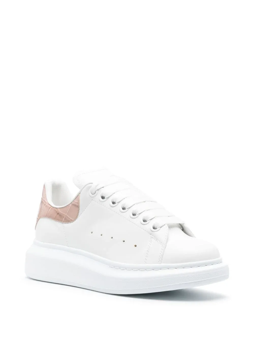 Sneakers Alexander McQueen Oversized Croco alb/corai