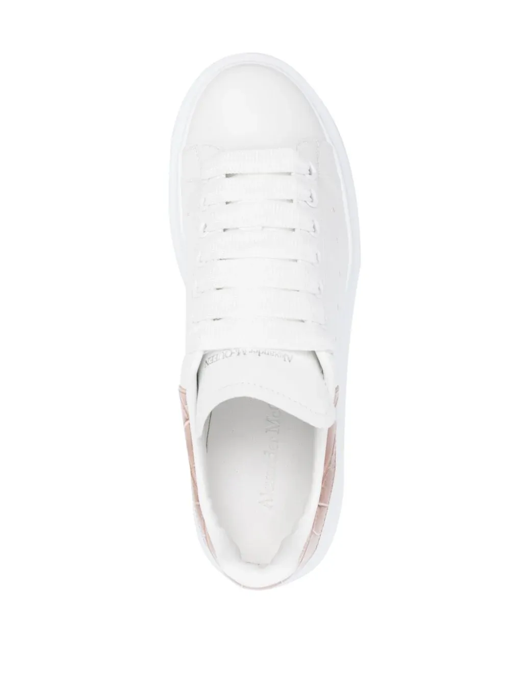 Sneakers Alexander McQueen Oversized Croco alb/corai
