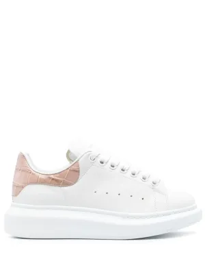 Sneakers Alexander McQueen Oversized Croco alb/corai