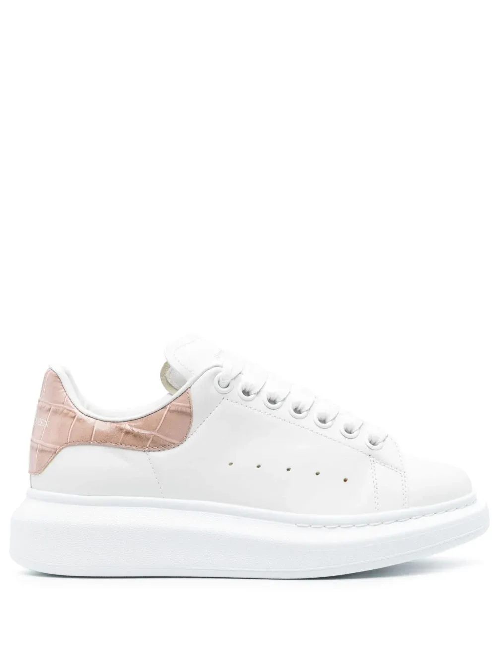 Sneakers Alexander McQueen Oversized Croco alb/corai