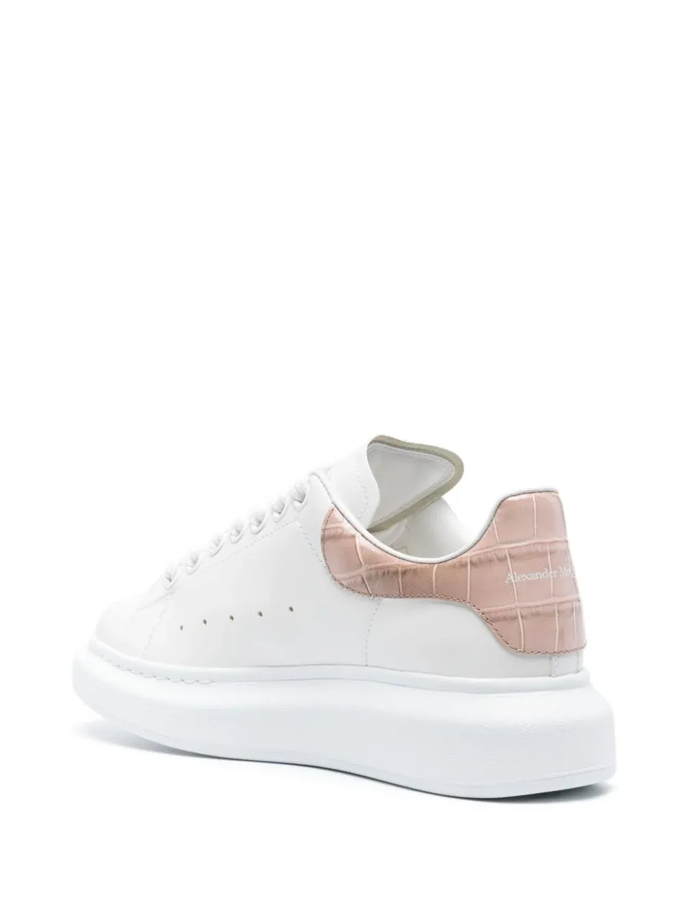 Sneakers Alexander McQueen Oversized Croco alb/corai