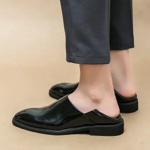 Sohiwoo Leather Fashion Men's Patent Leather Loafers Casual Business Shoes Driving Shoes Daliy Home Shoes Able to Step on the Back Of the Shoes
