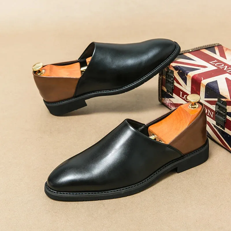 Sohiwoo Leather Fashion Men's Patent Leather Loafers Casual Business Shoes Driving Shoes Daliy Home Shoes Able to Step on the Back Of the Shoes