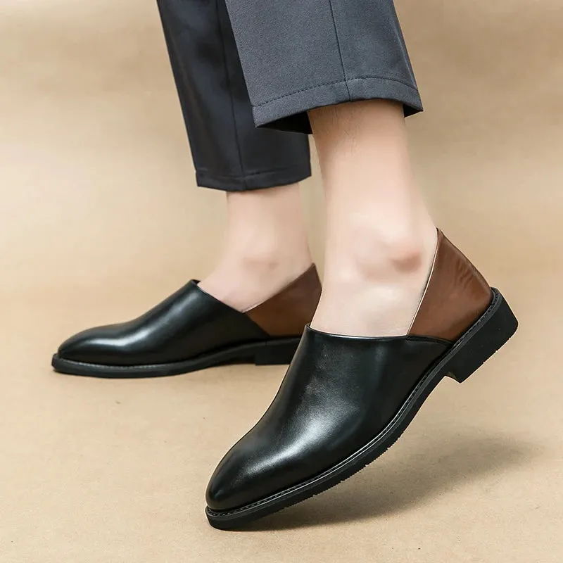 Sohiwoo Leather Fashion Men's Patent Leather Loafers Casual Business Shoes Driving Shoes Daliy Home Shoes Able to Step on the Back Of the Shoes