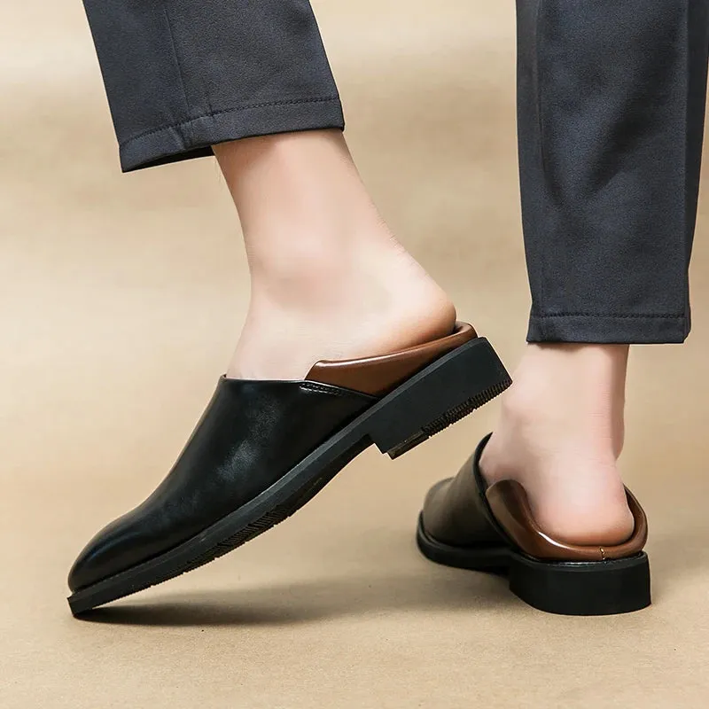 Sohiwoo Leather Fashion Men's Patent Leather Loafers Casual Business Shoes Driving Shoes Daliy Home Shoes Able to Step on the Back Of the Shoes
