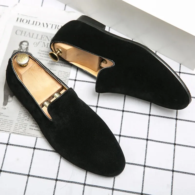 Sohiwoo Suede Leather Shoes Men Mules Classic Business For Male Luxury Driving Shoes Men Loafers Design Shoes Slip-On Men Dress Shoes