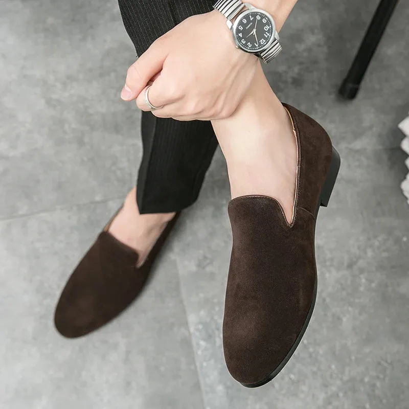 Sohiwoo Suede Leather Shoes Men Mules Classic Business For Male Luxury Driving Shoes Men Loafers Design Shoes Slip-On Men Dress Shoes
