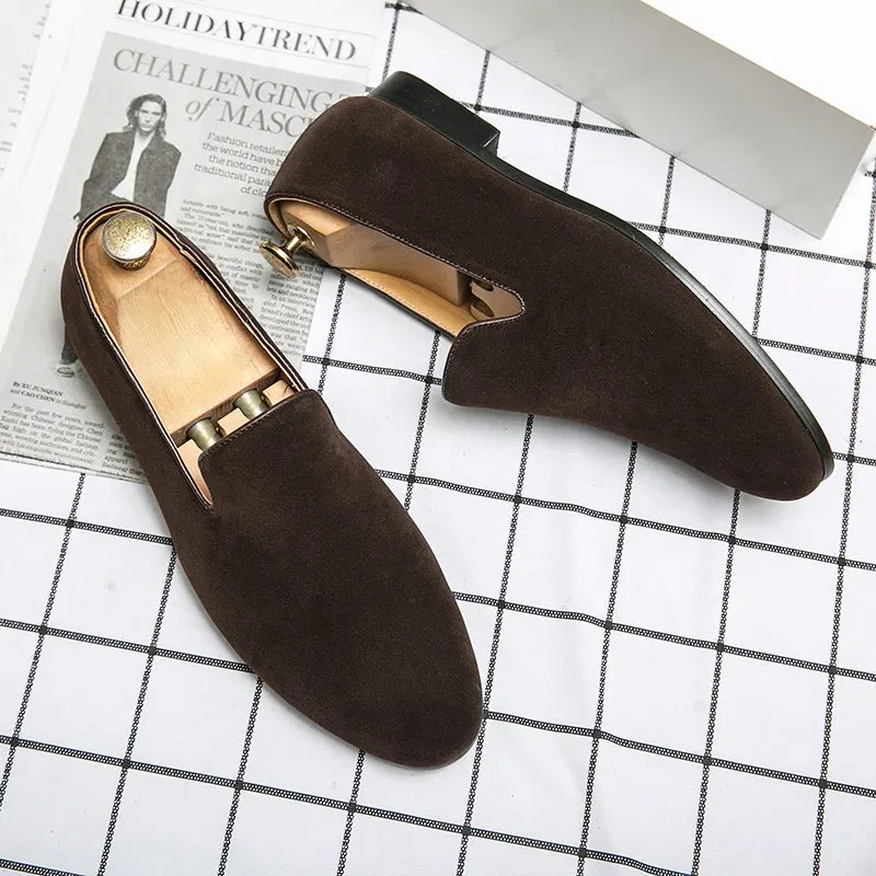 Sohiwoo Suede Leather Shoes Men Mules Classic Business For Male Luxury Driving Shoes Men Loafers Design Shoes Slip-On Men Dress Shoes