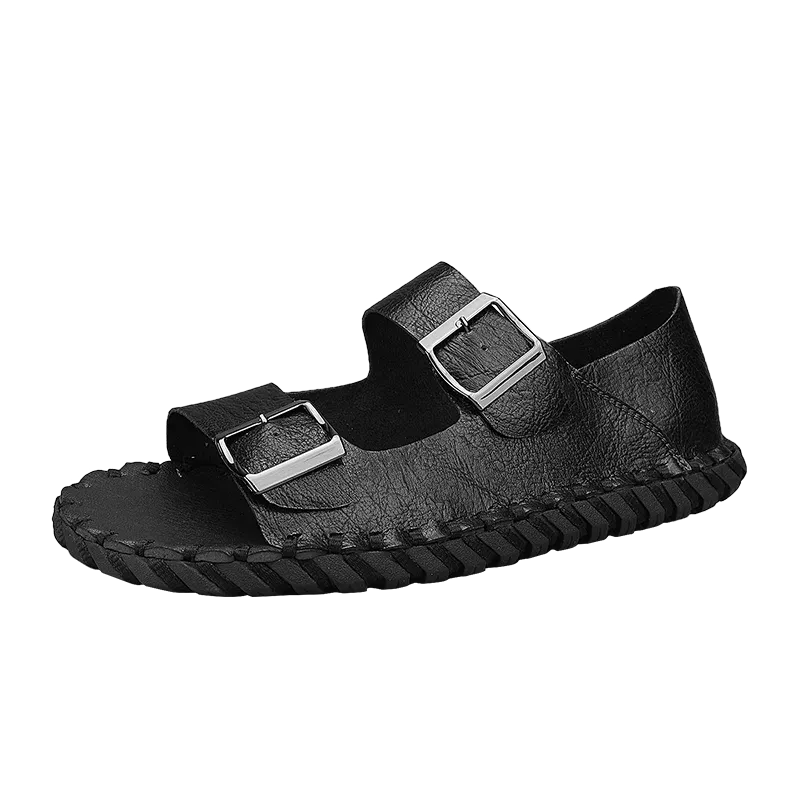Sohiwoo  Summer New Men's Sandals Outdoor Genuine Leather Driving Soft Sole Sports Beach Shoes Casual Non slip External Wear Sandals