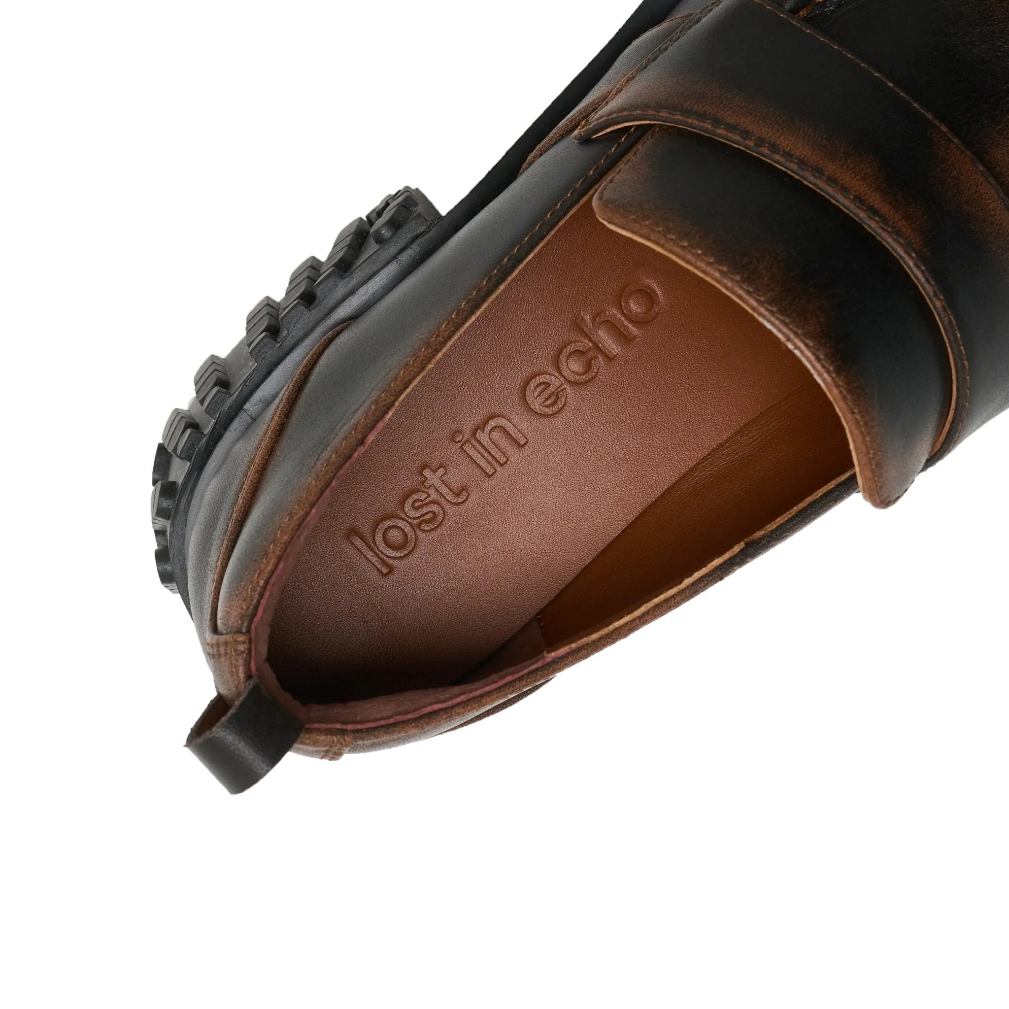 Star Bottom Stitching Round Head Loafers In Black Brown