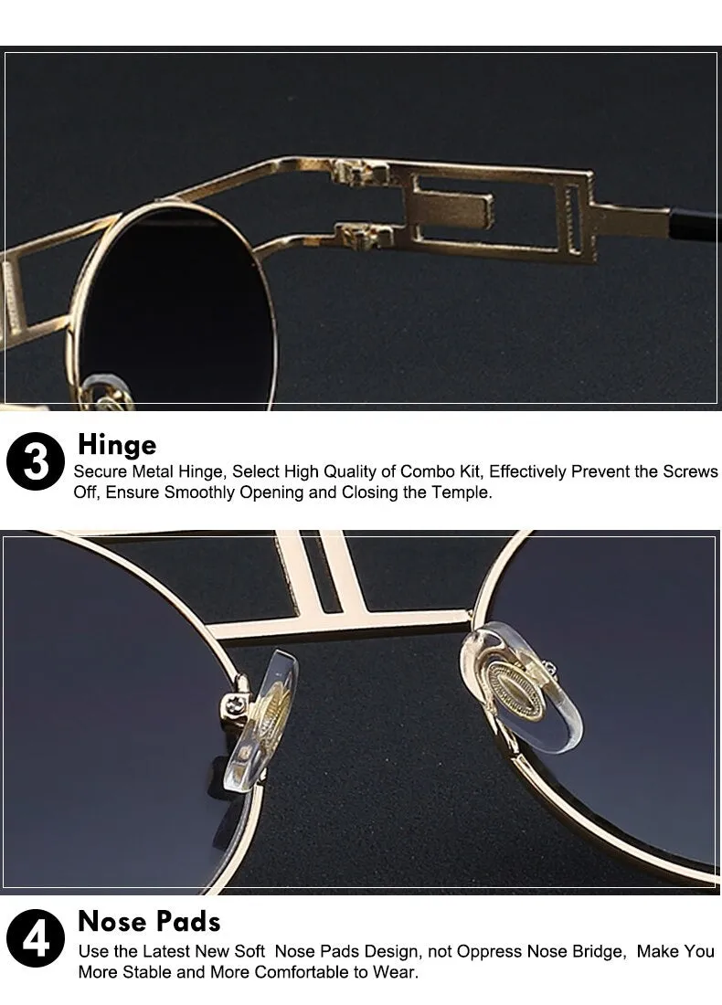 Steampunk Gothic Retro Vintage Rose Gold Women's Designer Sunglasses