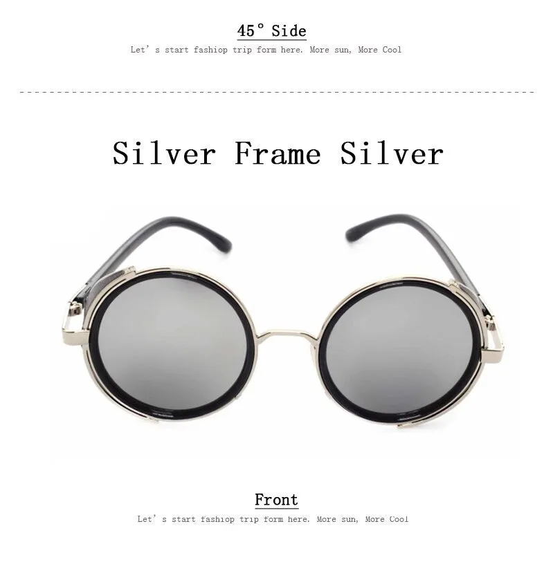Steampunk Round Fashion Metal Designer Coated Women Sunglasses