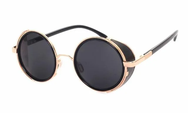 Steampunk Round Fashion Metal Designer Coated Women Sunglasses