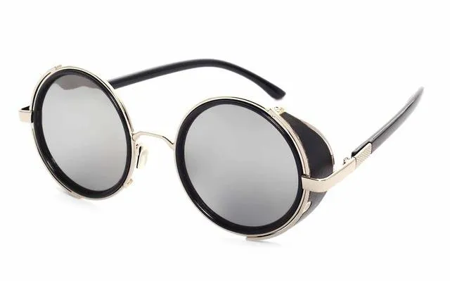 Steampunk Round Fashion Metal Designer Coated Women Sunglasses