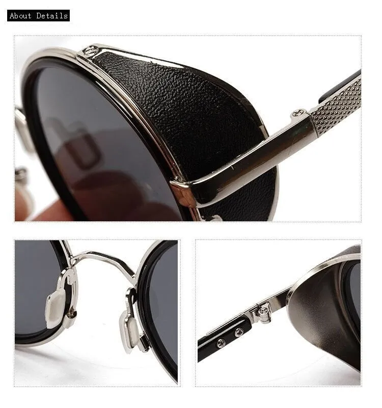 Steampunk Round Fashion Metal Designer Coated Women Sunglasses