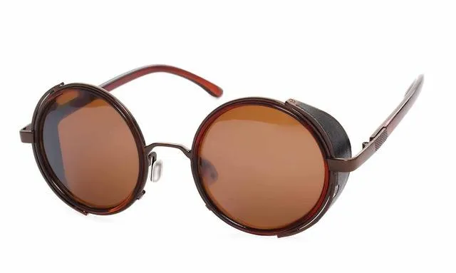 Steampunk Round Fashion Metal Designer Coated Women Sunglasses