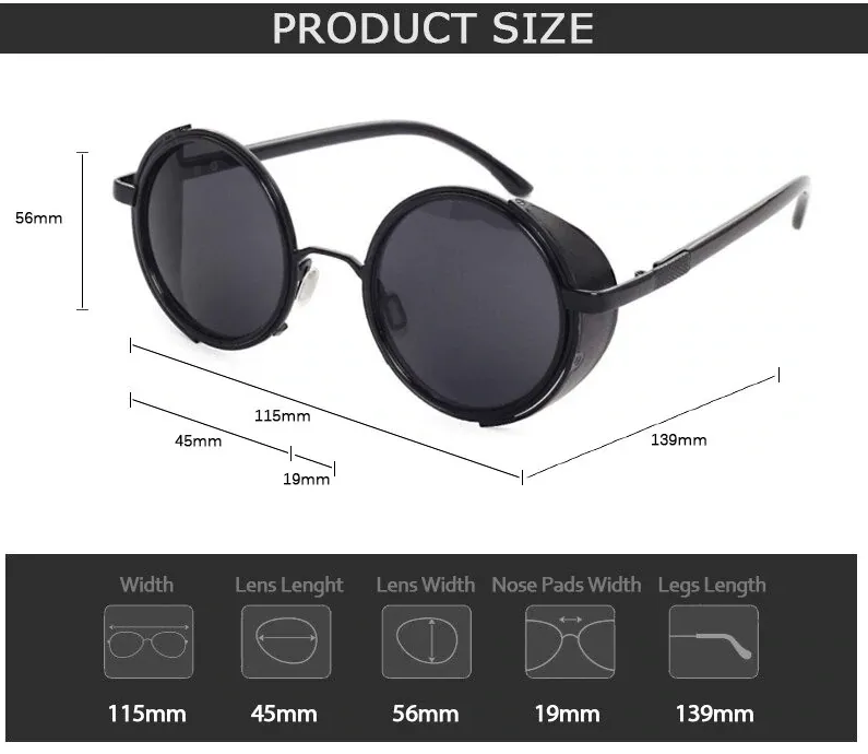 Steampunk Round Fashion Metal Designer Coated Women Sunglasses