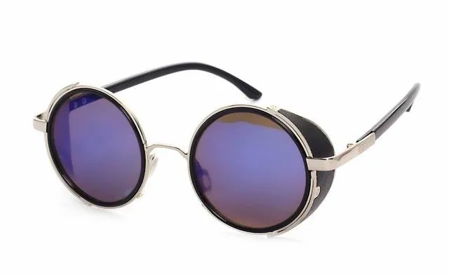 Steampunk Round Fashion Metal Designer Coated Women Sunglasses