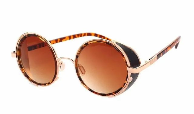 Steampunk Round Fashion Metal Designer Coated Women Sunglasses