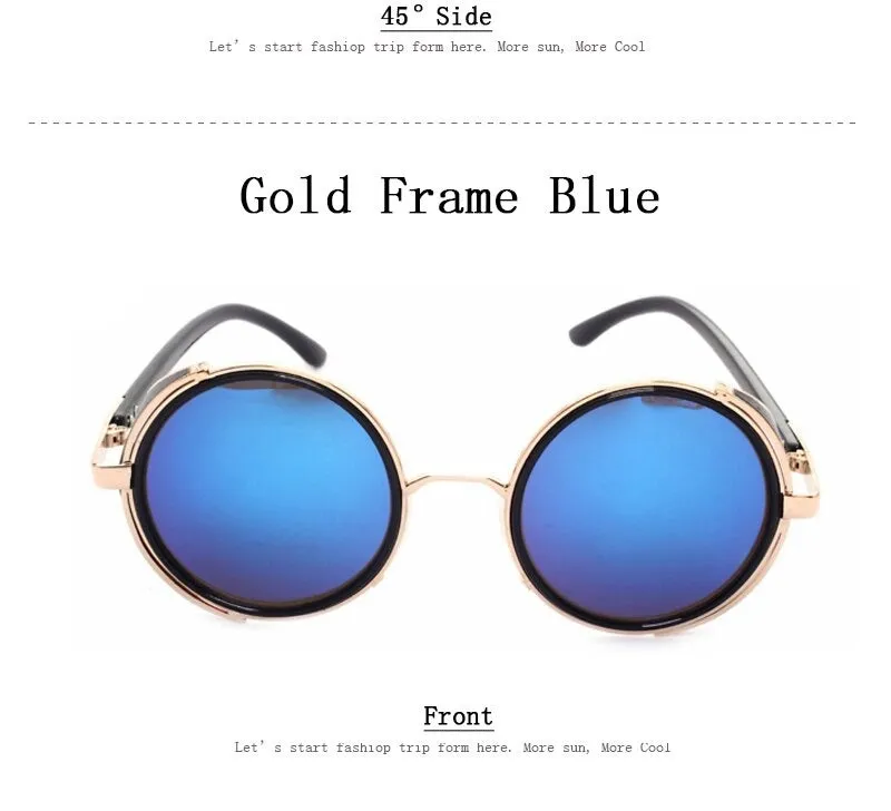 Steampunk Round Fashion Metal Designer Coated Women Sunglasses