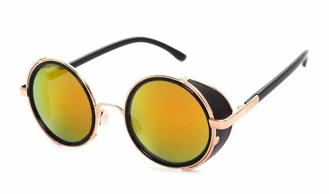 Steampunk Round Fashion Metal Designer Coated Women Sunglasses