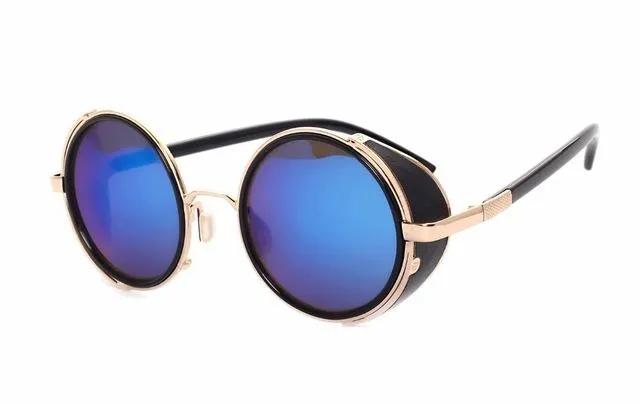Steampunk Round Fashion Metal Designer Coated Women Sunglasses