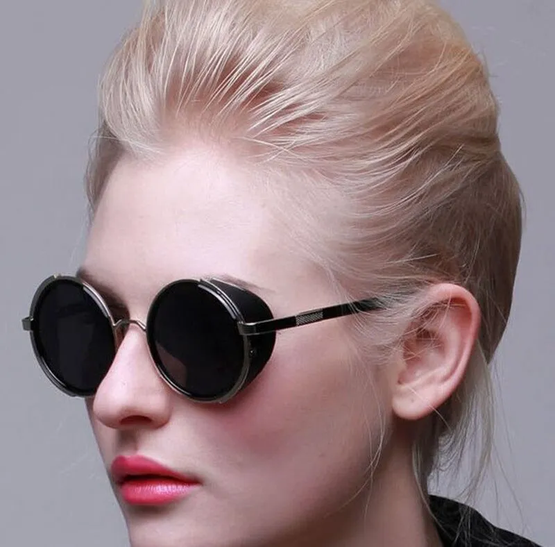 Steampunk Round Fashion Metal Designer Coated Women Sunglasses