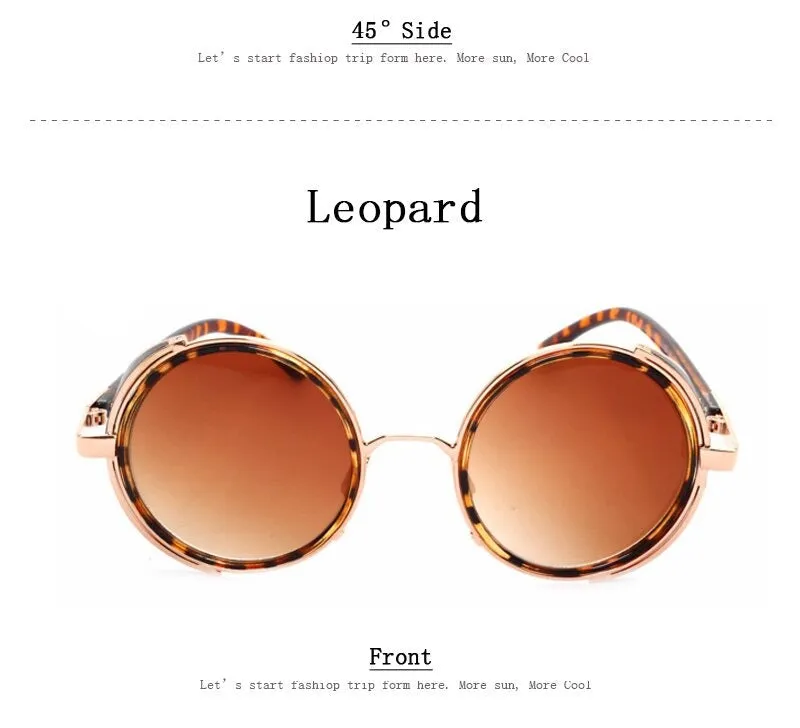 Steampunk Round Fashion Metal Designer Coated Women Sunglasses