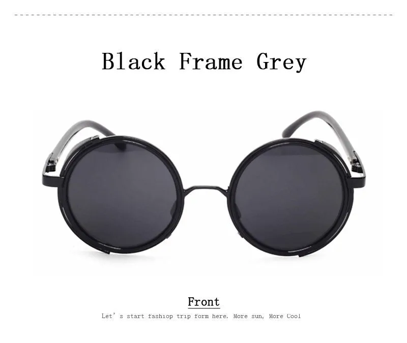 Steampunk Round Fashion Metal Designer Coated Women Sunglasses