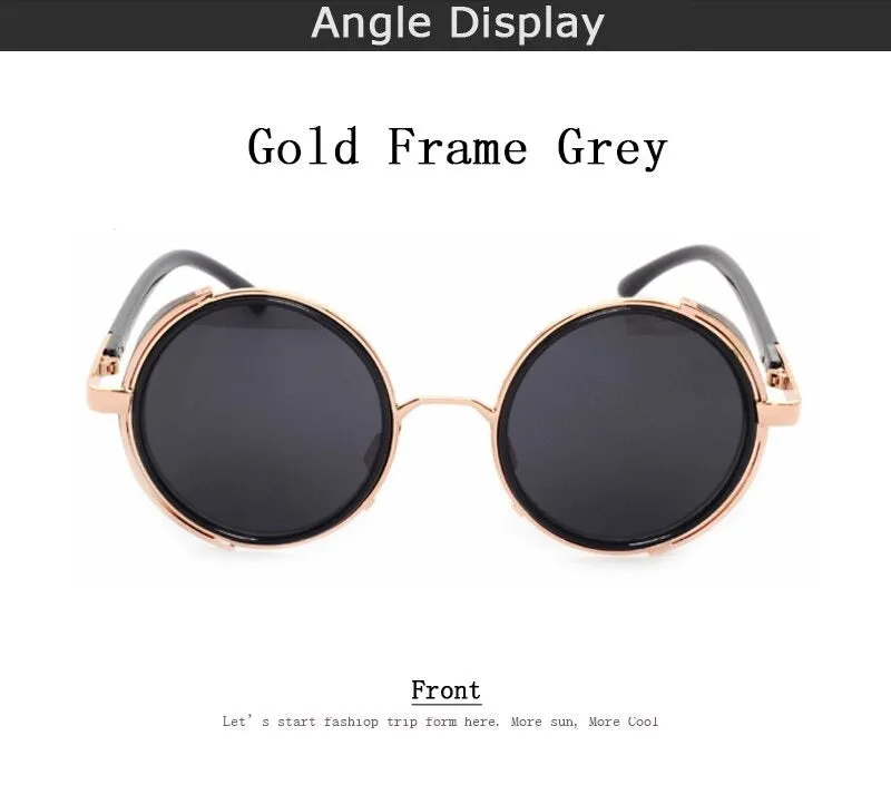 Steampunk Round Fashion Metal Designer Coated Women Sunglasses