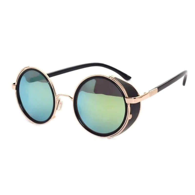 Steampunk Round Fashion Metal Designer Coated Women Sunglasses