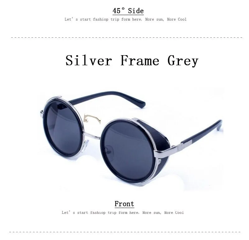Steampunk Round Fashion Metal Designer Coated Women Sunglasses