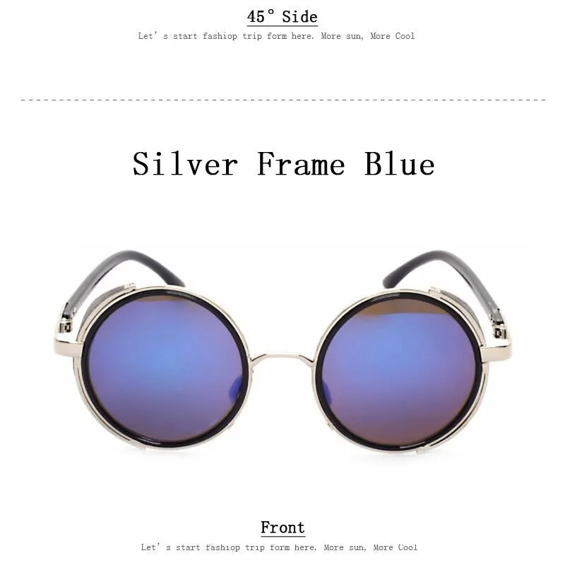 Steampunk Round Fashion Metal Designer Coated Women Sunglasses