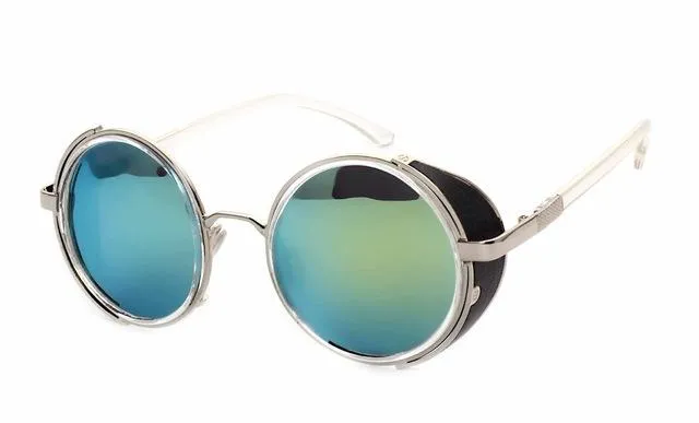 Steampunk Round Fashion Metal Designer Coated Women Sunglasses