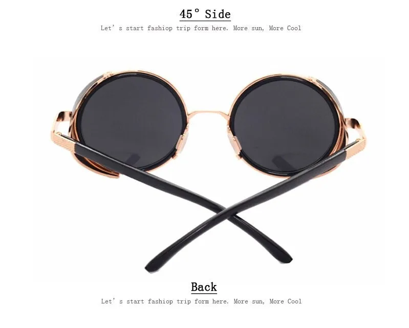 Steampunk Round Fashion Metal Designer Coated Women Sunglasses